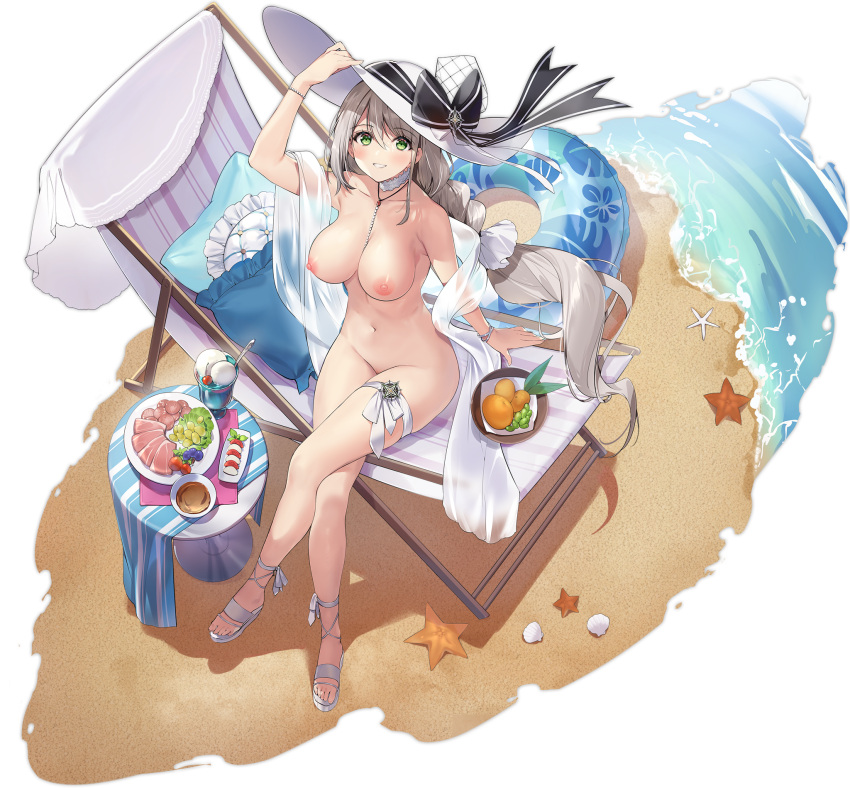 1girls aquila_(azur_lane) aquila_(sardegnian_shallows_and_sunshine)_(azur_lane) azur_lane female female_only garter light-skinned_female light_skin naked necomi nipples photoshop pussy sardegna_empire_(azur_lane) transparent_png uncensored