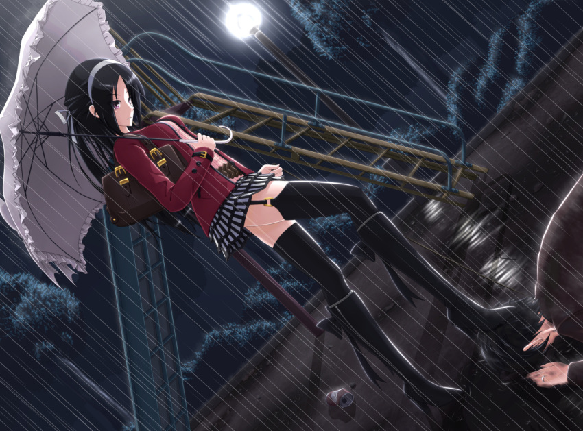 boots femdom garter_belt girlfriend high_heel_boots high_heels nm_(tshell2761) rain stepping_on_head umbrella