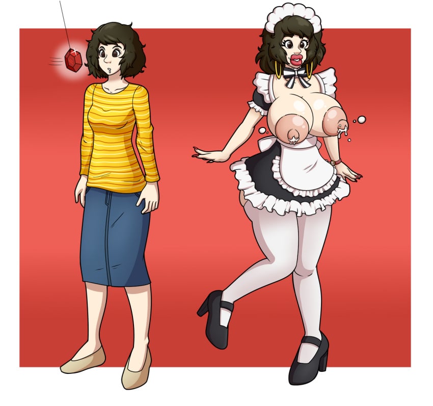 1girls before_and_after bimbo bimbofication black_eyes black_hair breast_expansion brown_hair cloney eyelashes female huge_nipples hypnosis identity_death lactating lactation lactation_without_expressing maid medium_breasts medium_hair megami_tensei milk pale_skin persona persona_5 sadayo_kawakami teacher thick_lips transformation_sequence xxcloneyxx