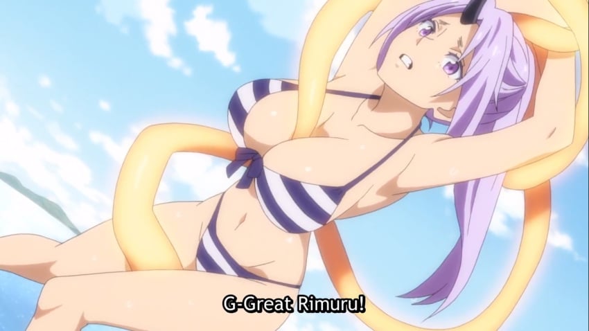 1girls about_to_be_raped big_breasts female_focus horn horned_humanoid imminent_rape imminent_tentacle_rape imminent_tentacle_sex kijin monster_girl ogre oni ponytail purple_eyes purple_hair screen_capture screenshot shion_(tensei_shitara_slime_datta_ken) striped_bikini suspended_in_midair swimsuit tagme tensei_shitara_slime_datta_ken tentacle tentacle_around_wrist tentacle_grab tentacle_paizuri tentacle_suspension tentacles tentacles_around_wrists that_time_i_got_reincarnated_as_a_slime tied_up