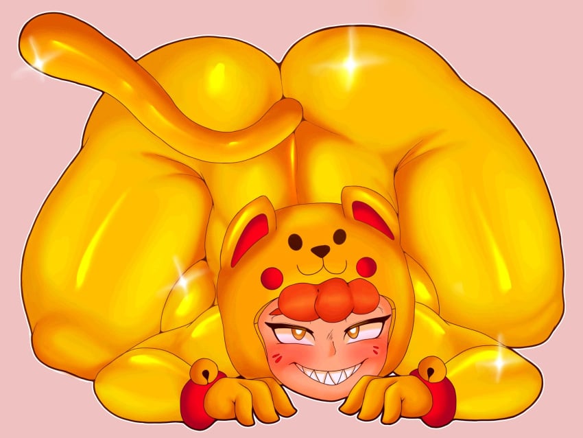 1girls ass_in_air ass_up bea_(brawl_stars) bent_over brawl_stars butt face_down_ass_up furry golden_clothing jacksito_(artist) neko_bea_(brawl_stars) shiny tagme