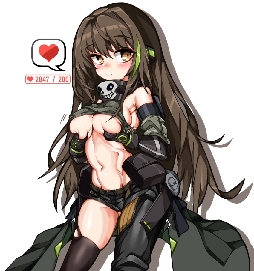 breast_grab girls'_frontline godgamesc2 long_hair m4a1_(girls'_frontline) medium_breasts underboob