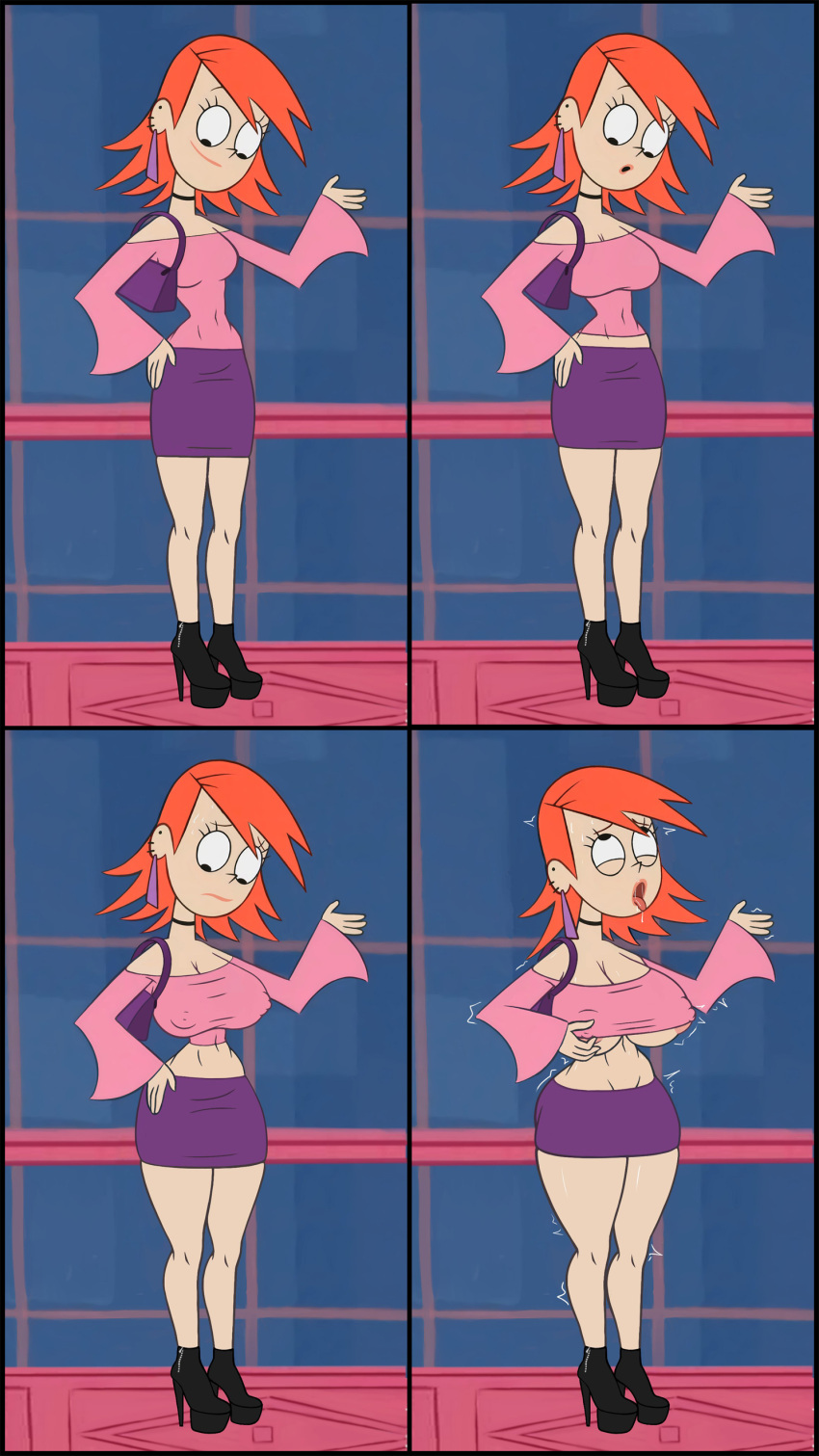 breast_expansion bursting_breasts busty edit female female_focus female_only foster's_home_for_imaginary_friends frankie_foster hourglass_figure monkeyman_(artist) overflowing_breasts solo tagme wide_hips