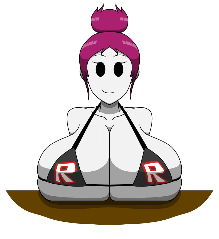 1girls big_breasts bikini bikini_top black_eyes bra breasts breasts_on_table busty cleavage collarbone eyelashes female female_only grey_bikini grey_bra guest_(roblox) hair_bun huge_breasts large_breasts looking_at_viewer lt03official pink_hair roblox robloxian simple_background skimpy skimpy_bikini skimpy_clothes smile solo solo_female transparent_background white_skin