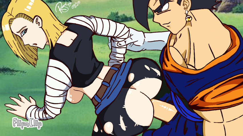 1280x720 1boy 1girls 2d 3rd_party_watermark 5_fingers all_fours android_18 animated ass black_eyes black_hair blue_eyes boobs breasts butt cock dick digital_art digital_media doggy_style dragon_ball dragon_ball_z ears female female_penetrated flipaclip gif hair kneeling male male/female male_penetrating male_penetrating_female penile penile_penetration penis pussy_pounding sex short_hair straight straight_sex tits vaginal_penetration vegito yellow_hair