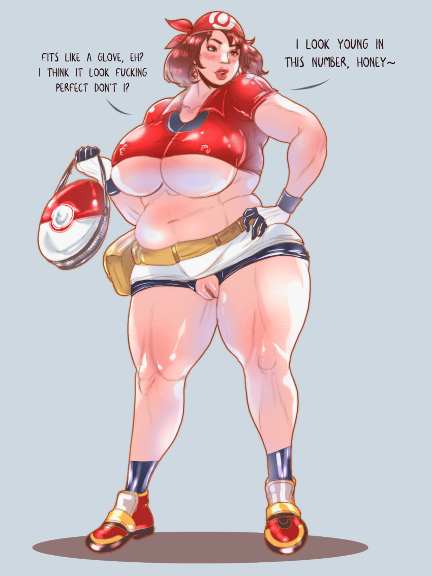 aged_up alternate_breast_size bad_censor bbw belly belly_overhang bubble_butt censored chubby cleavage covered_nipples covering curvy curvy_female curvy_figure dat_ass heels large_breasts mature mature_female may_(pokemon) milf nintendo older_female plump pokemon thick_legs thick_thighs vogol voluptuous wide_hips