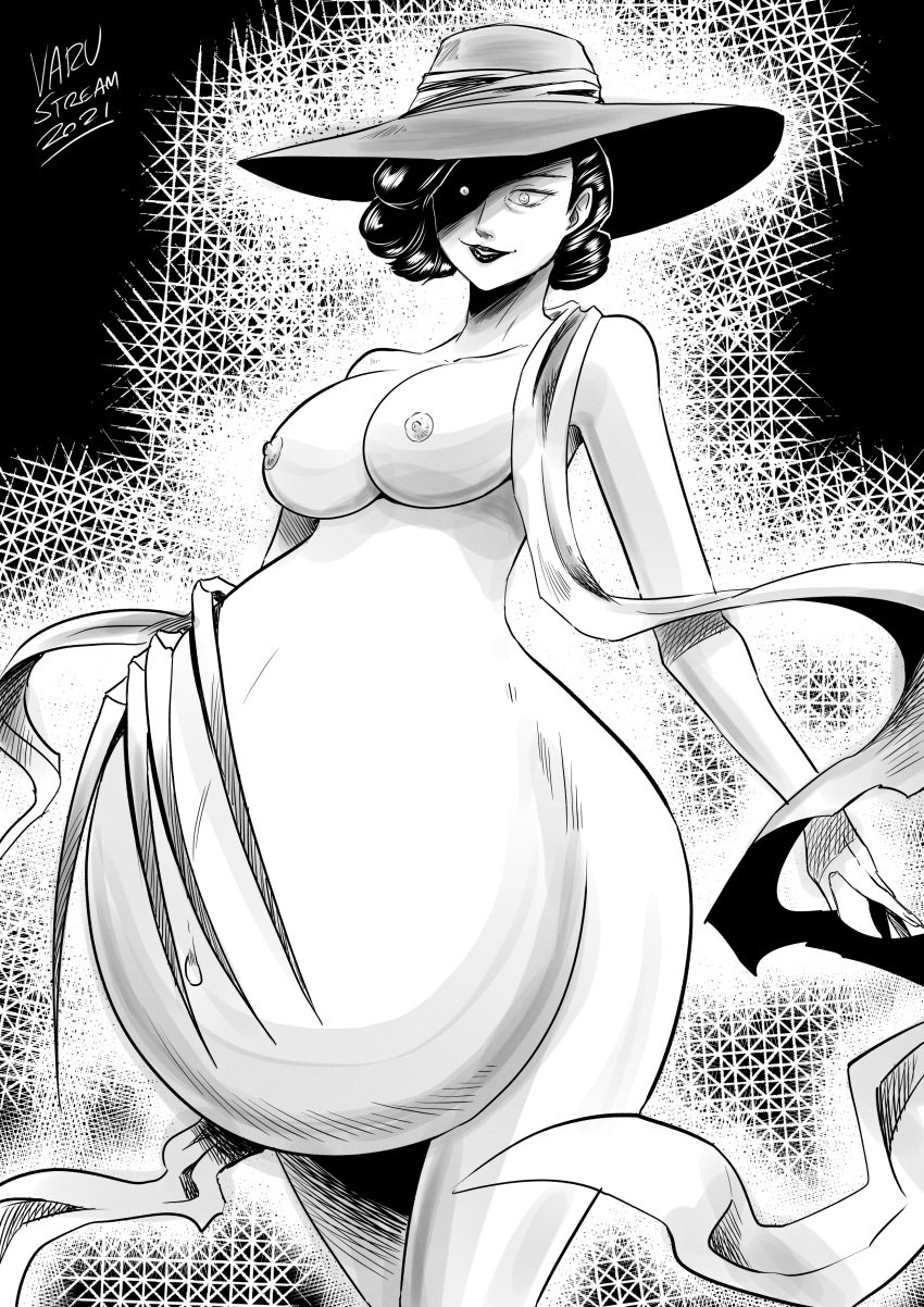 alcina_dimitrescu belly big_belly big_breasts breasts capcom claws female hat nipples resident_evil resident_evil_8:_village varu vore