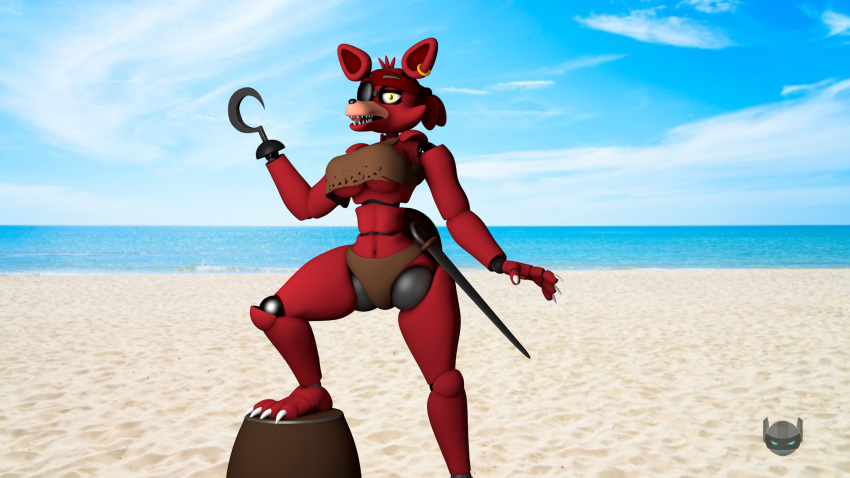 3d 3d_(artwork) bikini female five_nights_at_freddy's fnaf foxy_(fnaf) nightbotgrey rule_63 solo solo_female