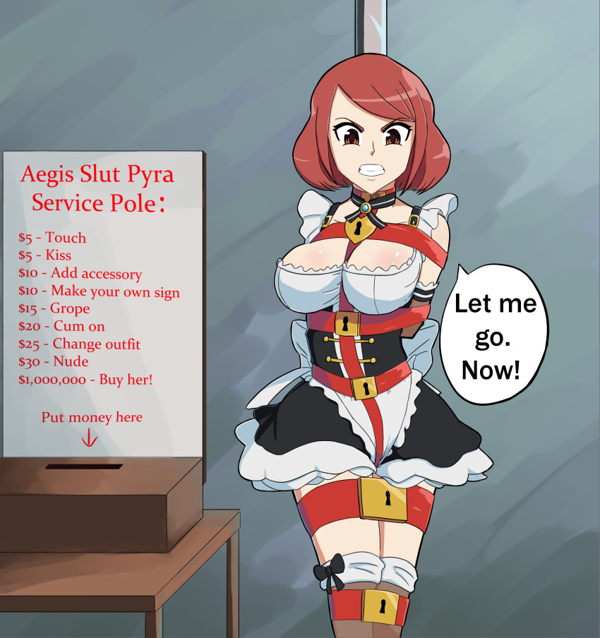 angry ashamedox bondage comic maid maid_uniform nintendo pyra straps text xenoblade_(series) xenoblade_chronicles_2