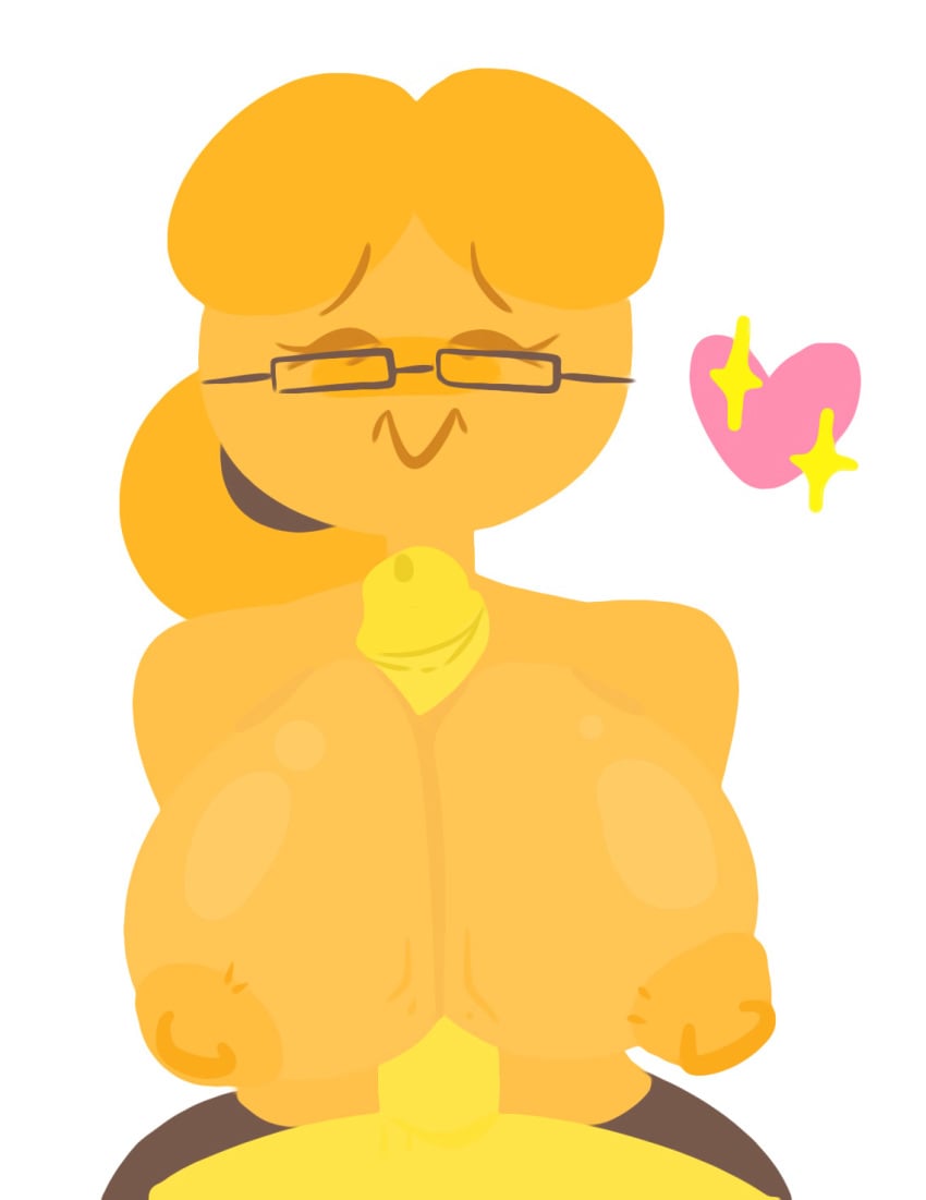 1boy 1girls anthro big_breasts boobjob closed_eyes cute emoji_(race) emoji_gilf emojifam_(sssir8) faceless_male female gilf glasses grandmother huge_breasts male no_outlines paizuri slobbyslapper smile source_request sssir sssir8 tagme yellow_hair yellow_skin