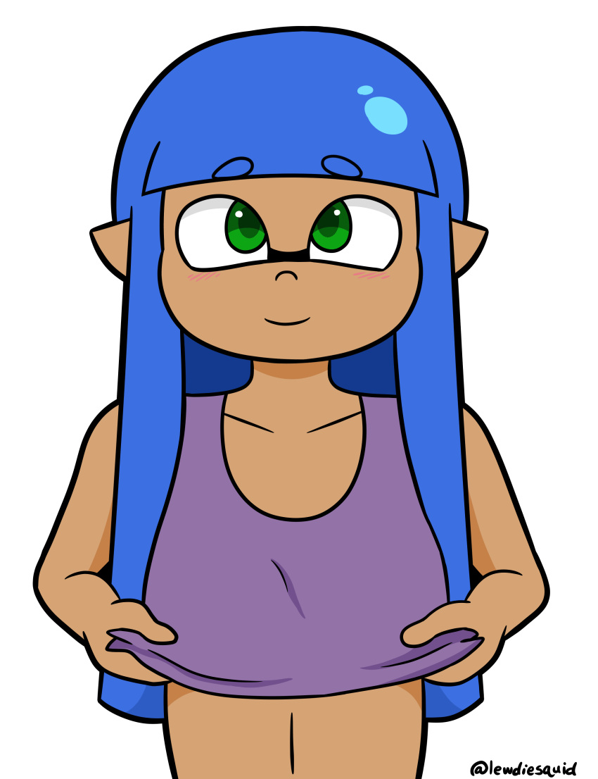 animated blue_hair breasts flashing_breasts inkling inkling_girl lewdiesquid nintendo splatoon splatoon_2