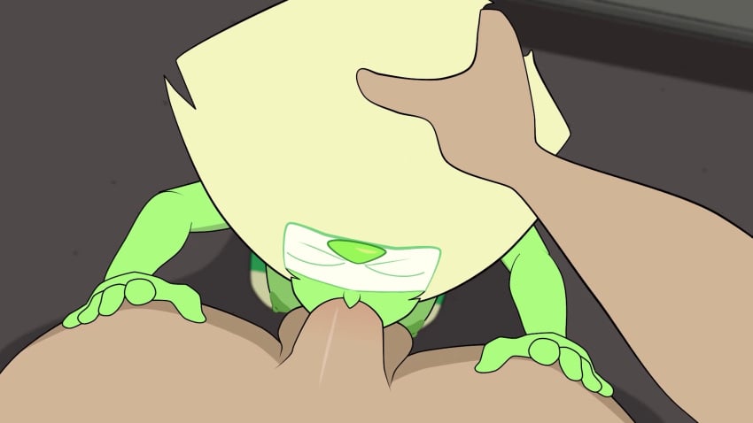 1boy 1girls absurd_res animated deepthroat eye_contact fellatio freako green_skin huge_cock oral peridot_(steven_universe) steven_universe