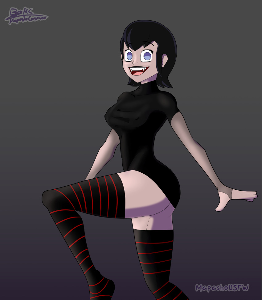 breasts breasts dark_hair goth goth_girl gothic hotel_transylvania legs mapashonsfw mavis_dracula short_hair sonny thick_thighs thighhighs thighs white_skin