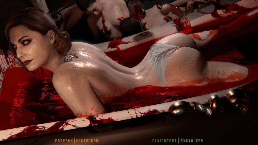 3d alcina_dimitrescu ass blood female panties panties_riding_up resident_evil resident_evil_8:_village skstalker solo wedgie white_panties