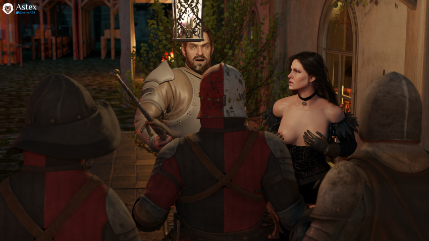 1girls 3d 4boys astex cd_projekt_red eric_vogel highres humiliated male/female prostitution public_nudity the_witcher the_witcher_(series) the_witcher_3:_wild_hunt yennefer