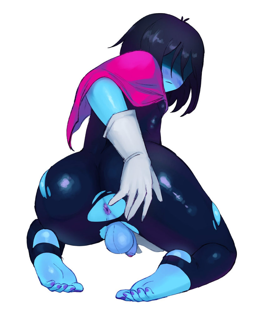 big_butt blue_skin bubble_butt deltarune femboy kris_(deltarune) male male_only omega_haunter penis presenting_anus presenting_hindquarters