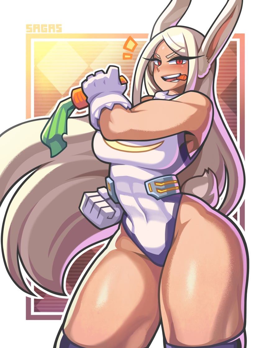 1girls 2021 bare_thighs carrot hyper_thighs leotard long_hair massive_thighs miruko muscular_female my_hero_academia rabbit_ears rabbit_tail red_eyes rumi_usagiyama sagas superheroine tagme thick thick_thighs thighs thunder_thighs white_hair