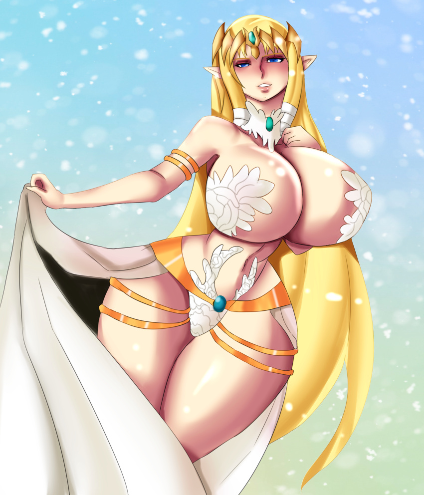 blonde_hair blue_eyes female female_only hipponova huge_breasts hylian martini_(outfit) pointy_ears princess_zelda solo swimsuit the_legend_of_zelda twilight_princess wide_hips zelda_(twilight_princess)