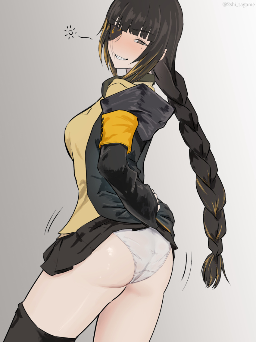 1girls ass blush female female_only girls'_frontline long_hair looking_at_viewer m16a1_(girls'_frontline) mizukamakiri panties solo