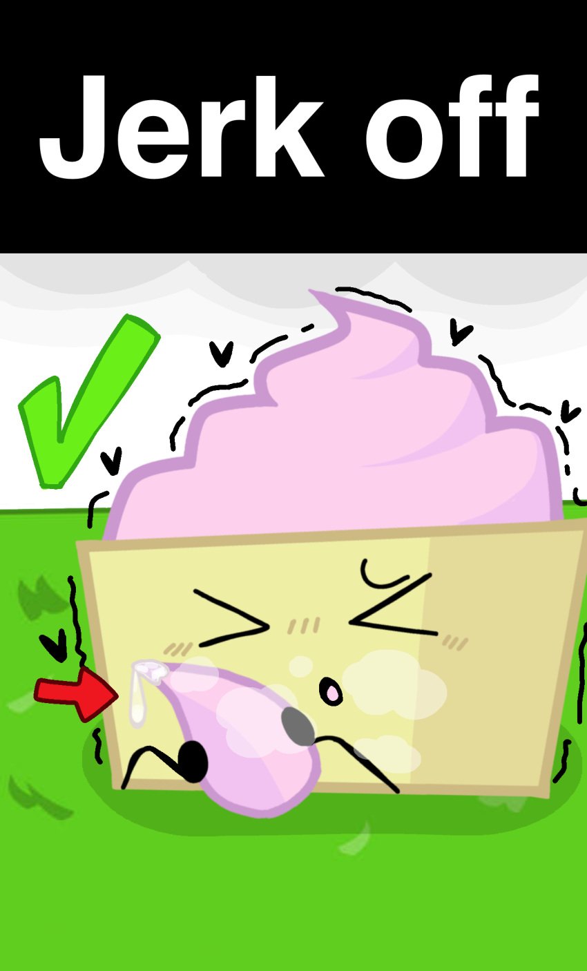 accurate_art_style bad_grammar battle_for_dream_island bfdi bfdi_mini blush closed_eyes cum frozen_yogurt_(bfdi_mini) heart jerking masturbation non-human object_shows penis shivering solo solo_male tentacle