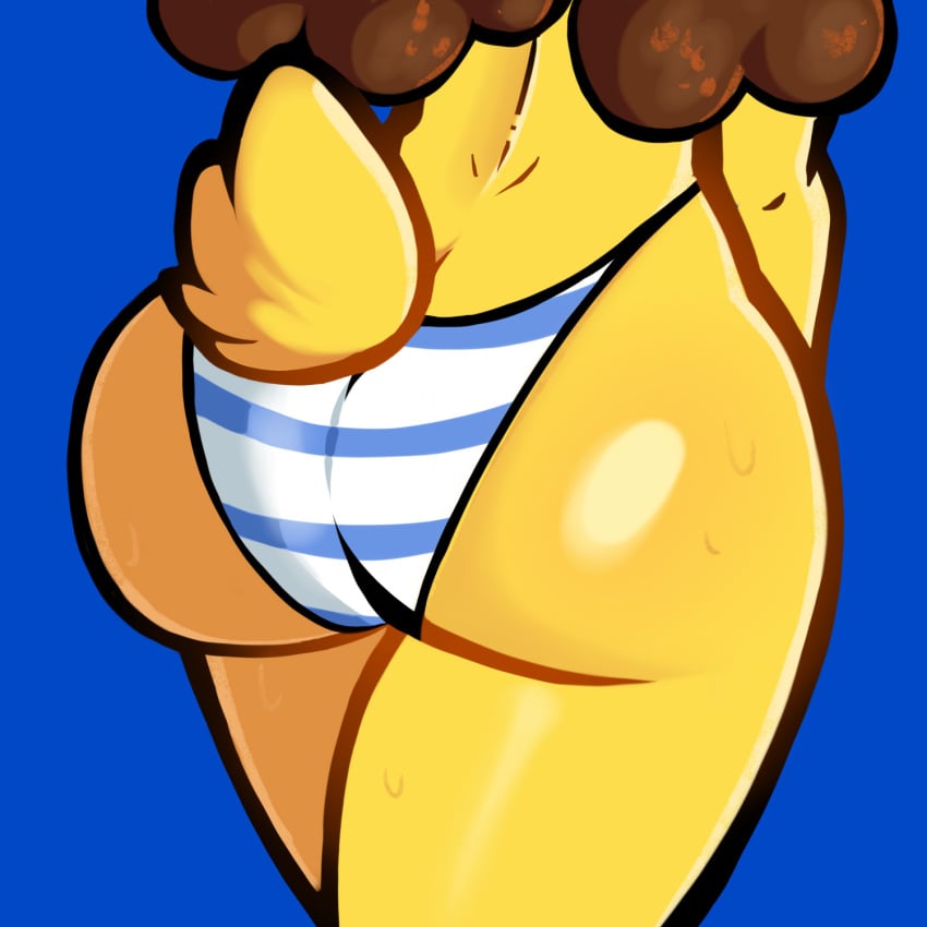 ass big_butt big_hips bikini breeches brown_hair butt_focus curled_hair female furry furry_female furry_only furry_tail huge_ass la_tiapat lagomorph rabbit scut_tail thick_thighs wide_hips yellow_body yellow_fur