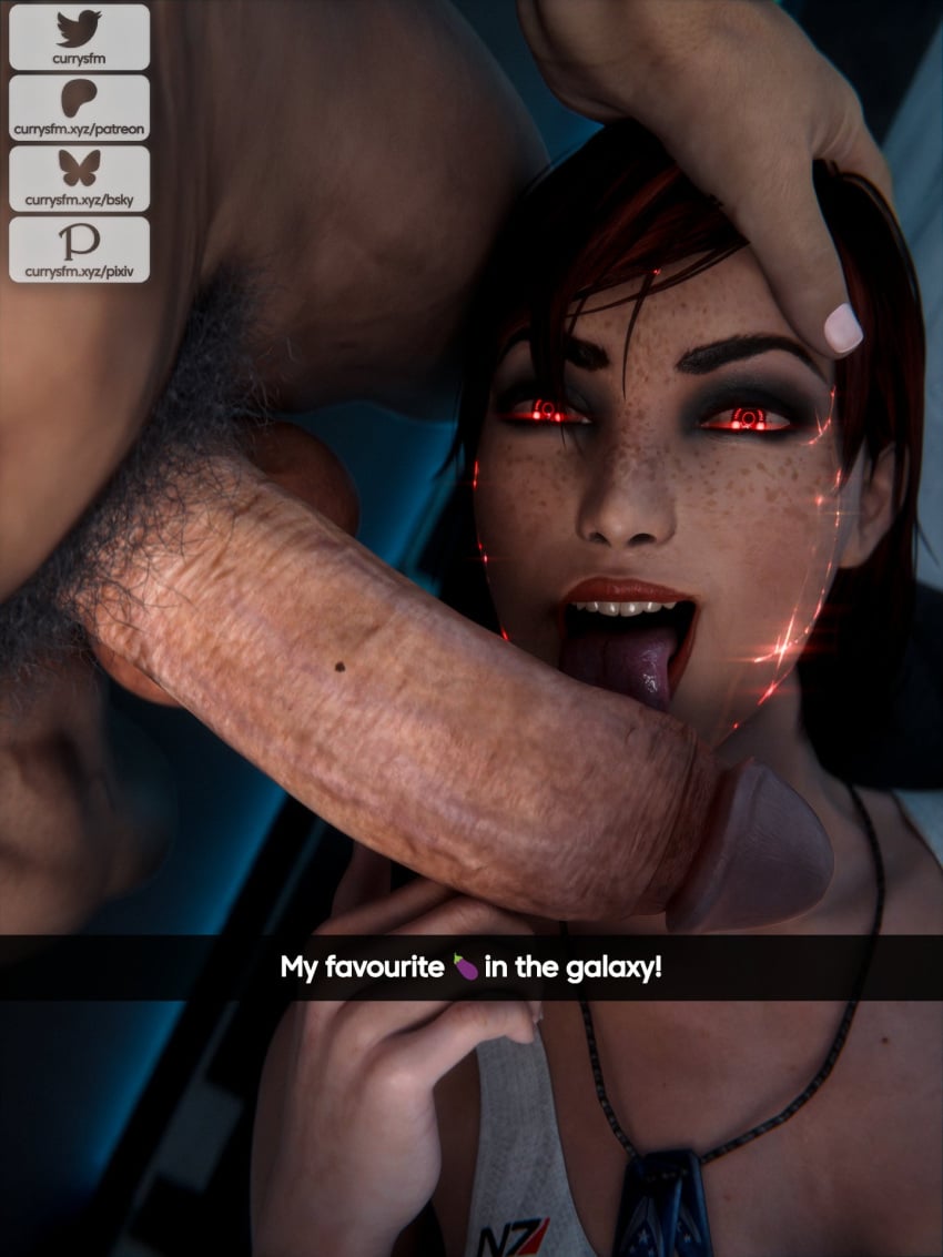 1boy 1girls 3d alternate_version_available big_penis cock commander_shepard currysfm dog_tags english_text femshep freckles freckles_on_face glowing_eyes grabbing_head hand_on_head head_grab huge_cock jane_shepard large_penis licking licking_penis light-skinned_female light-skinned_male light_skin looking_at_viewer mass_effect mole_on_penis open_mouth oral oral_sex penis pubic_hair red_eyes renegade_shepard snapchat straight tank_top tanktop text watermark white_tank_top