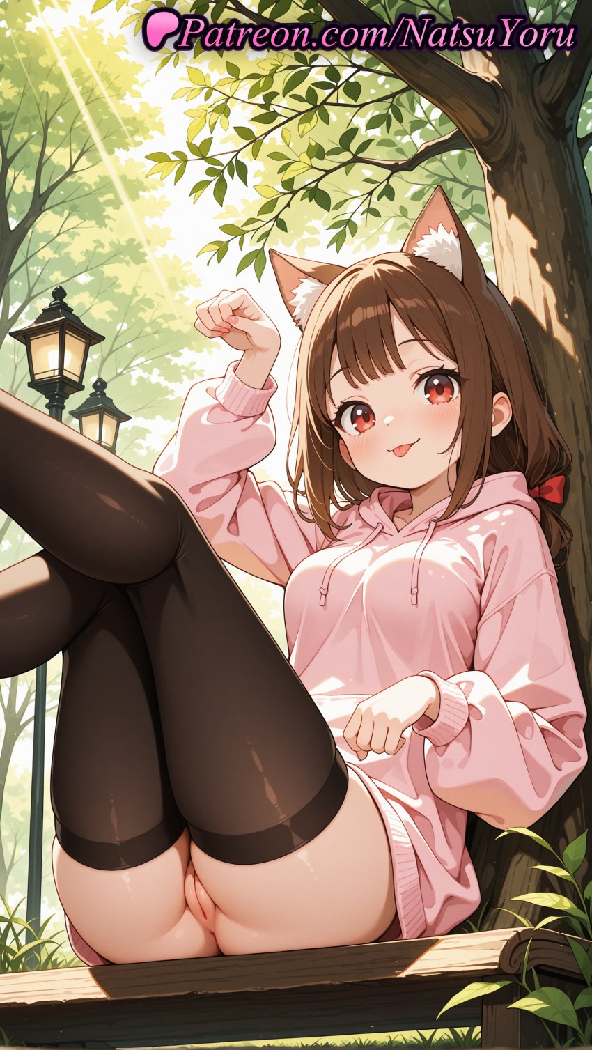 1girls 2025 ai ai_assisted ai_generated animal_ear_fluff animal_ears anime anime_style anus arm_up ass asshole bangs bench black_thighhighs blush bottomless bow breasts brown_hair brown_thighhighs bust busty cat_ears cleft_of_venus closed_mouth day drawstring extra_ears feet_out_of_frame female female_focus female_only hairbow hentai hi_res high_quality high_resolution highres hood hood_down hoodie iino_miko juicy_butt kaguya-sama_wa_kokurasetai_~tensai-tachi_no_renai_zunousen~ lamppost legs_up long_hair long_sleeves looking_at_viewer medium_breasts natsuyoru no_panties non-asian oshiri outdoors patreon paw_pose pink_hoodie pussy red_bow red_eyes sitting smile solo solo_female stable_diffusion sunlight thighhighs thighs tongue tongue_out tree uncensored vagina voluptuous voluptuous_female