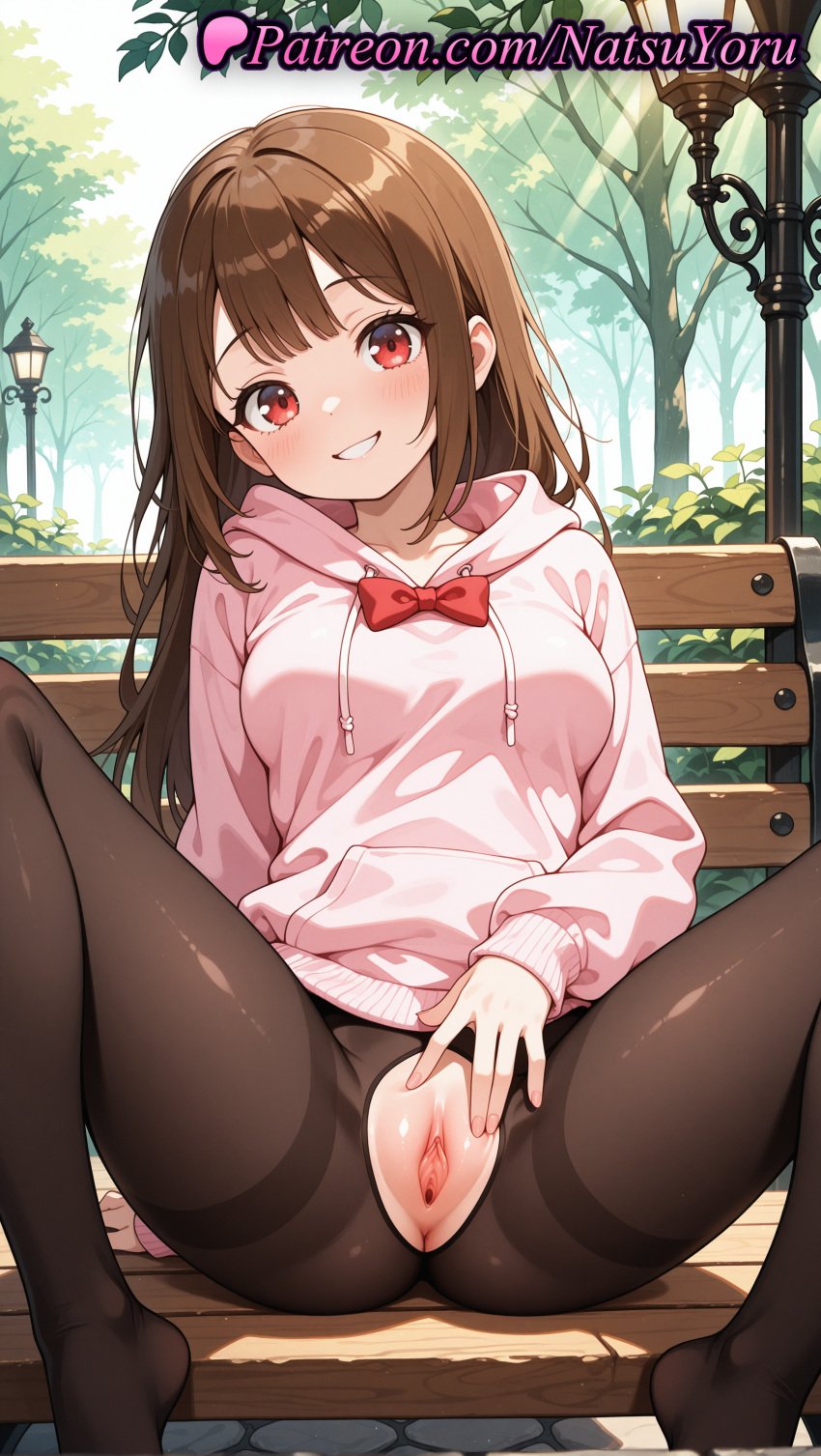 1girls 2025 ai ai_assisted ai_generated anime anime_style anus arm_support asian ass asshole bangs bench black_pantyhose blush bow bowtie breasts brown_hair brown_pantyhose bush bust busty clitoris collarbone crotch_cutout day drawstring feet_out_of_frame female female_focus female_only grin head_tilt hentai hi_res high_quality high_resolution highres hood hood_down hoodie iino_miko juicy_butt kaguya-sama_wa_kokurasetai_~tensai-tachi_no_renai_zunousen~ labia lamppost long_hair long_sleeves looking_at_viewer m_legs medium_breasts natsuyoru no_panties no_shoes on_bench outdoors pantyhose park park_bench patreon pink_hoodie pink_sweater presenting public_indecency pussy pussy_lips pussy_peek red_bow red_bowtie red_eyes sitting sitting_on_bench sleeves_past_wrists smile solo solo_female spread_legs spread_pussy stable_diffusion teeth thighband_pantyhose thighs torn_clothes torn_pantyhose tree uncensored vagina voluptuous voluptuous_female vulva