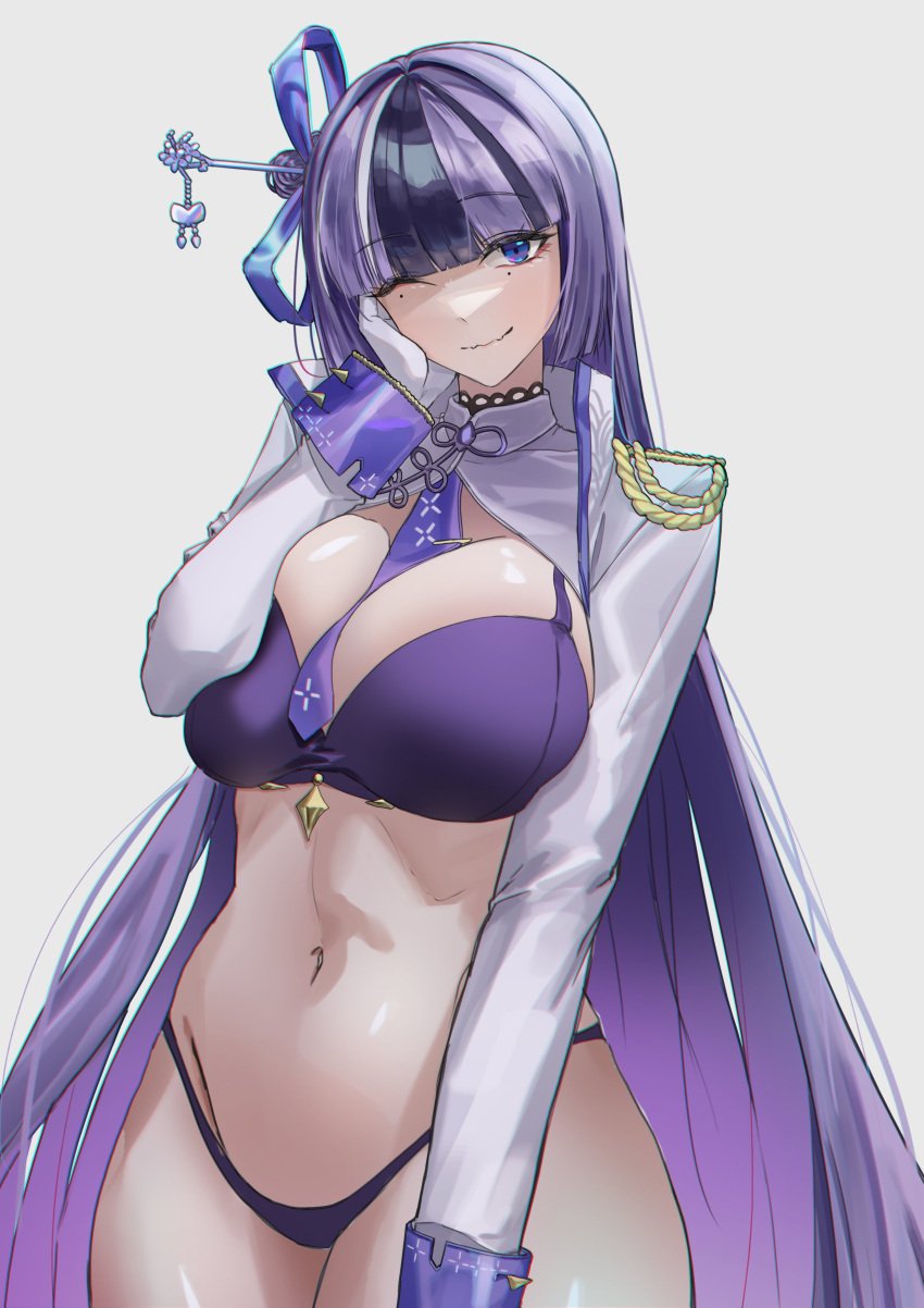 big_breasts disgustingtokki goddess_of_victory:_nikke jien midriff purple_hair tie