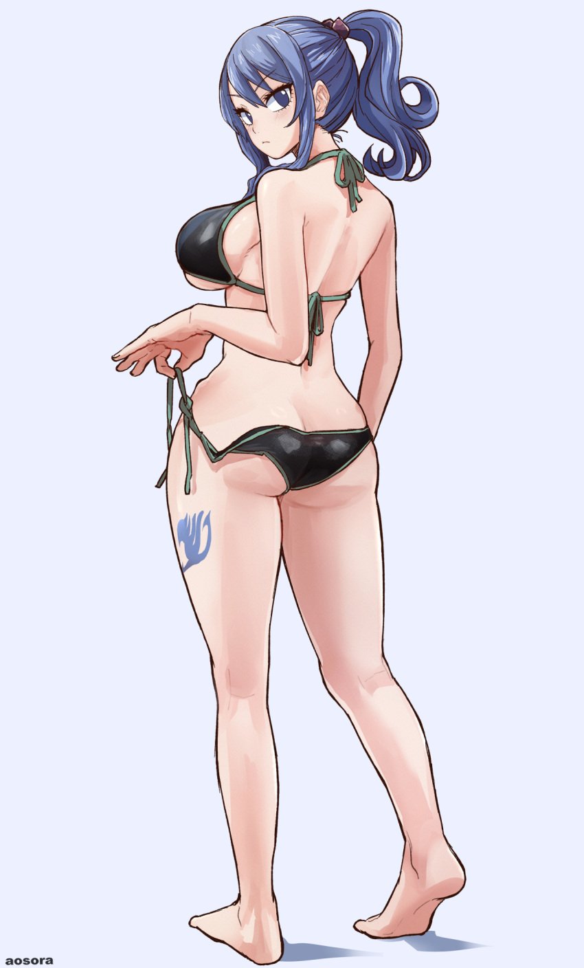 aosora ass bikini breasts fairy_tail female juvia_lockser large_ass large_breasts swimsuit taking_off_panties