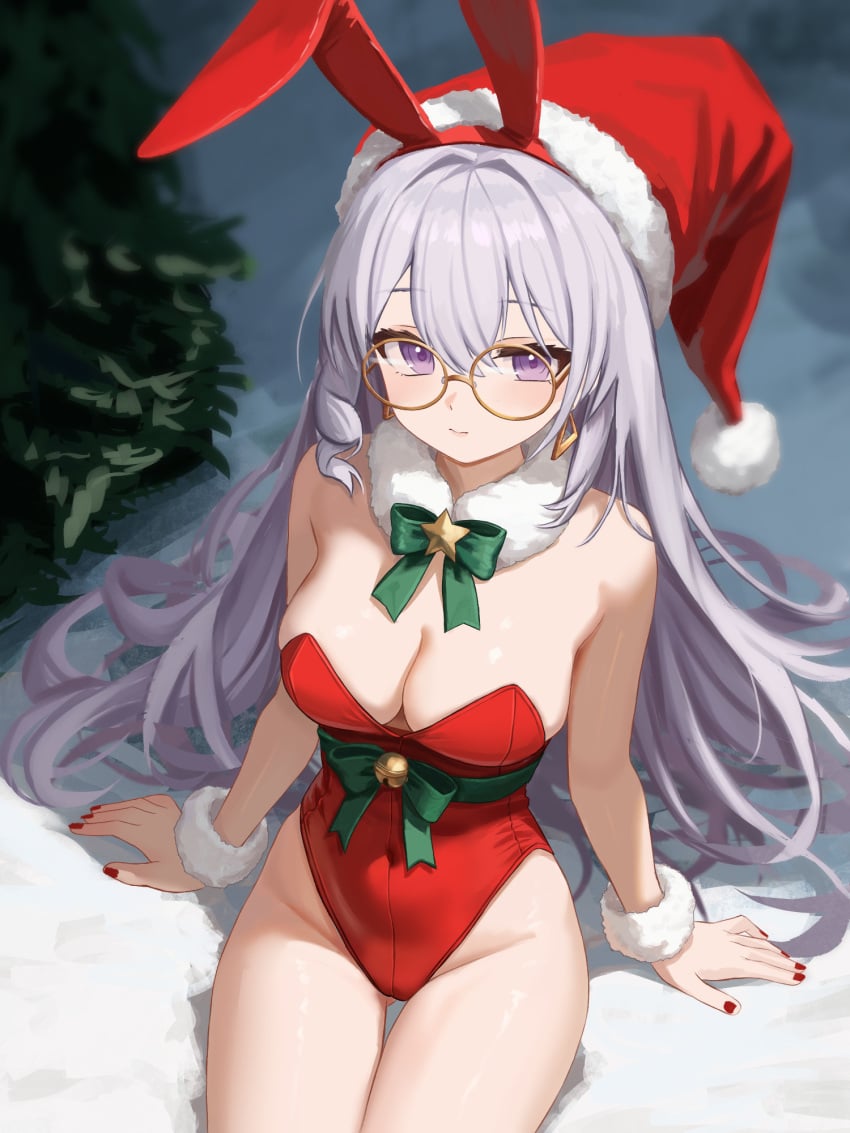 1girls arm_support bare_arms bare_chest bare_hands bare_hips bare_legs bare_shoulders bare_skin bare_thighs belly belly_button breasts bunny_ears bunnygirl bunnygirl_outfit bunnysuit busty busty_female busty_girl character_request christmas christmas_clothing christmas_hat christmas_headwear christmas_outfit cleavage collar collarbone copyright_request curvaceous curvaceous_body curvaceous_female curvaceous_figure curvaceous_hips curvaceous_thighs curvy curvy_body curvy_female curvy_figure curvy_hips curvy_thighs dot_nose exposed_arms exposed_chest exposed_hips exposed_legs exposed_shoulders exposed_skin exposed_thighs fair_skin female female_focus female_only fingernails fingers glasses glasses_on_face glasses_on_head groin hair_between_eyes hairband high_resolution highres hourglass_figure large_breasts lean_body lean_figure legs legs_closed legs_together leotard light-skined_female light-skinned light-skinned_female light_skin light_skin_female light_skinned light_skinned_female long_hair looking_at_viewer looking_up looking_up_at_viewer midriff nail_polish nails narrow_waist navel pale pale-skinned_female pale_skin pale_skinned_female purple_eyebrows purple_eyes purple_eyes_female purple_hair purple_hair_female red_bunny_ears red_bunnysuit red_fingernails red_hairband red_leotard red_nail_polish red_nails red_topwear shiny_arms shiny_breasts shiny_hair shiny_legs shiny_skin shiny_thighs shoulders sitting slender_body slender_waist slim_girl slim_waist smooth_skin solo thick_thighs thigh_gap thighs thin_waist topwear upper_body v-line very_long_hair violet_eyes violet_hair white_collar wide_hips yan_kodiac