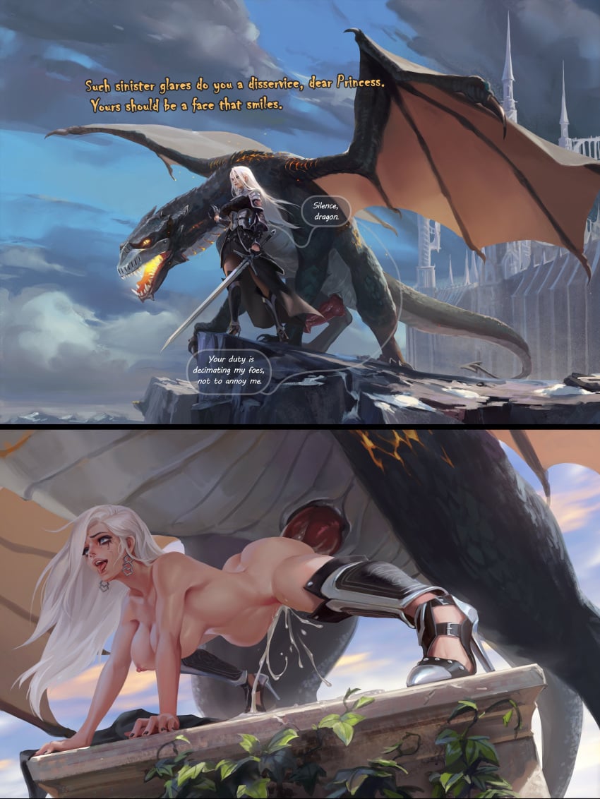 1boy 1girls 1monster 2koma absurdres all_fours angelise_reiter areolae big_breasts breasts cum cum_in_pussy cum_inside deep_penetration dracophilia dragon dragon_cock english_text erection female female_penetrated feral final_fantasy final_fantasy_xiv from_behind fucked_from_behind garlean high_heels highres huge_cock instant_loss_2koma interspecies interspecies_fuck interspecies_relationship interspecies_sex large_breasts larger_male lynazf male monster monster_cock monster_on_female monster_on_human monster_penetrating monster_sex naked_footwear naked_heels naked_with_shoes_on nipples nonhuman_male_on_human_female nude penis realistic runny_makeup sex shoes_only size_difference smaller_female smaller_human speech_bubble spread_legs stiletto_heels straight text tongue_out unusual_penis very_high_heels