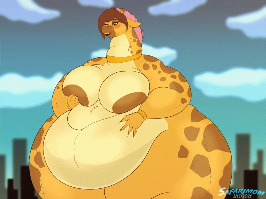 1girls animated anthro bbw belly big_belly big_breasts breasts digital_media_(artwork) fat female female_only frame_by_frame giantess giraffe giraffid hand_on_belly hi_res huge_breasts huge_thighs hyper_thighs kubwa_kalua macro mammal obese obese_anthro obese_female overweight overweight_anthro overweight_female short_playtime solo ssbbw takarachan thatbritishdeer thick_thighs thighs weight_gain