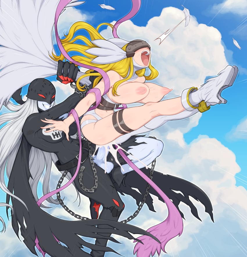 1futa 1girls afrobull angewomon bandai_namco blonde_hair blush breasts breasts_out catfight competitive competitive_sex cum_in_pussy cum_inside cumshot demon_girl demon_rape demoness digimon floating futanari ladydevimon long_hair mask rape sexfight thick_thighs torn_clothes vaginal_insertion vaginal_penetration wide_hips wide_thighs wing_grab wings