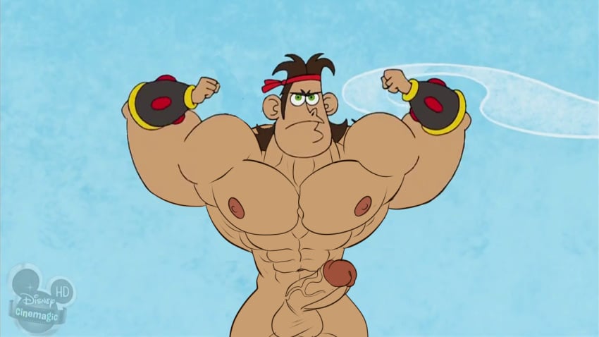 balls brown_hair dave_(dave_the_barbarian) dave_the_barbarian disney drawfag drawthread_request edit edited erection gay genitals male male_only muscular muscular_male nipples penis retracted_foreskin screencap screenshot screenshot_edit uncut unknown_artist yaoi