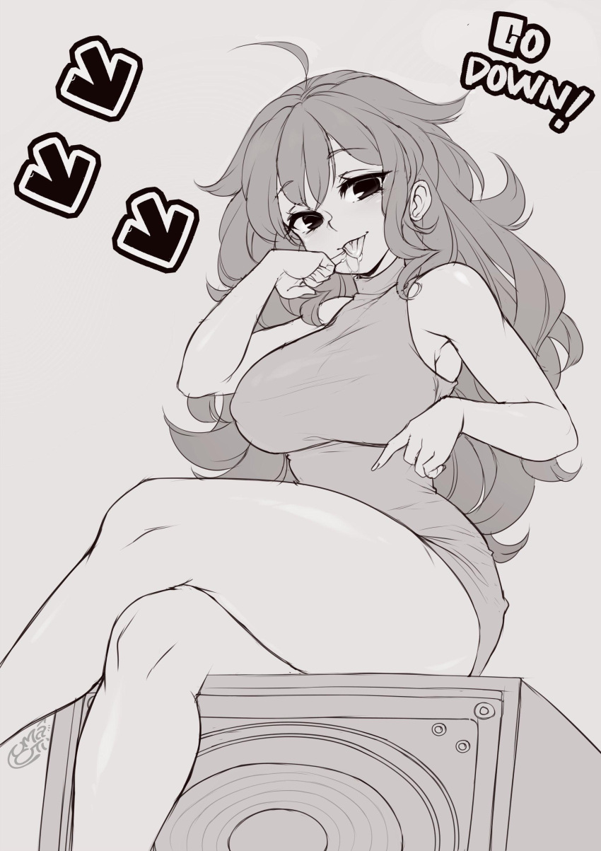 1girls big_breasts black_and_white breasts clothed clothing female female_only friday_night_funkin fully_clothed gameplay_mechanics girlfriend_(friday_night_funkin) human omaoti sitting source_request tagme