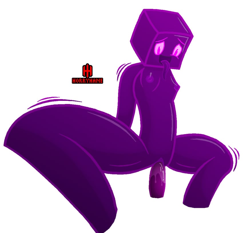 ahe_gao artist_logo artist_name dark-skinned_female dark_skin enderman enderwoman female_penetrated happy_sex horryhane legs_spread looking_down lube microsoft minecraft minecraft_mob mojang penetration pleasure_face purple_eyes purple_skin pussy_juice sex small_breasts solo_focus tongue_out