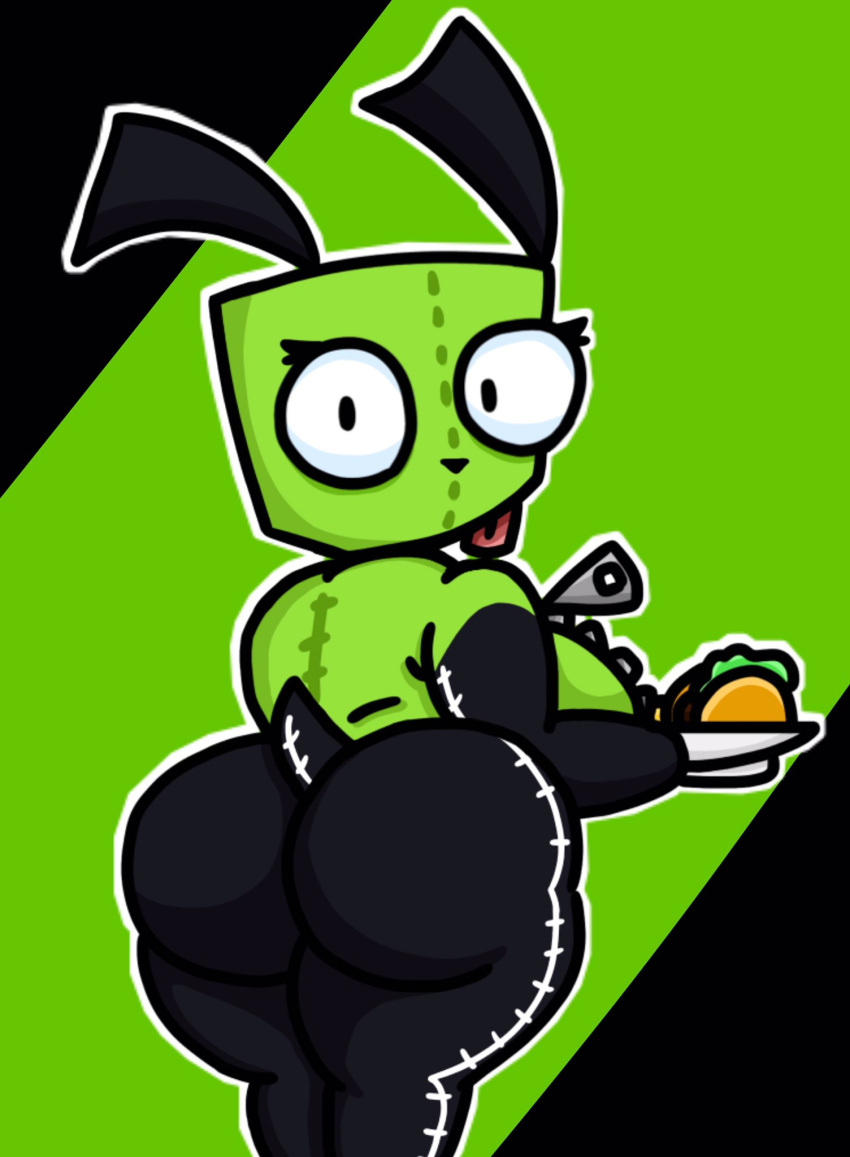 1girls artist_request big_ass big_breasts breasts dress female female_only furry genderswap gir_(invader_zim) huge_ass huge_breasts invader_zim nickelodeon rule_63 solo taco tagme