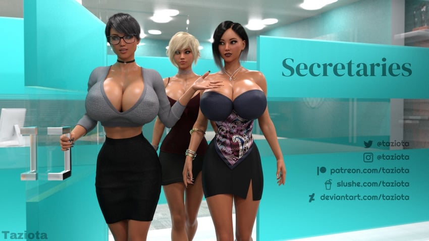 3d 3girls big_breasts bimbo black_hair blonde_hair boss boss_and_subordinate breasts busty cleavage curvy earrings female highres hips hourglass_figure huge_breasts island karina kimiko_(taziota) large_breast large_breasts legs long_hair mature mature_female office office_lady office_sex platinum_blonde_hair robyn secretary short_hair slushe_(website) tan_skin taziota thick thick_legs thick_thighs thighs voluptuous watermark wide_hips