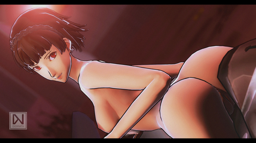 1girls 3d anus ass atlus blush brown_hair casual dioxnath female human johanna_(persona) lipstick looking_at_viewer makoto_niijima motorcycle naked nipples nude on_motorcycle pale_skin persona persona_(species) persona_5 pussy red_eyes shoes short_hair sideboob socks solo straddling vagina vehicle white_skin