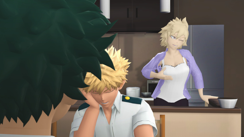 3d big_breasts blonde_hair izuku_midoriya katsuki_bakugou locomojo milf mitsuki_bakugou my_hero_academia source_filmmaker