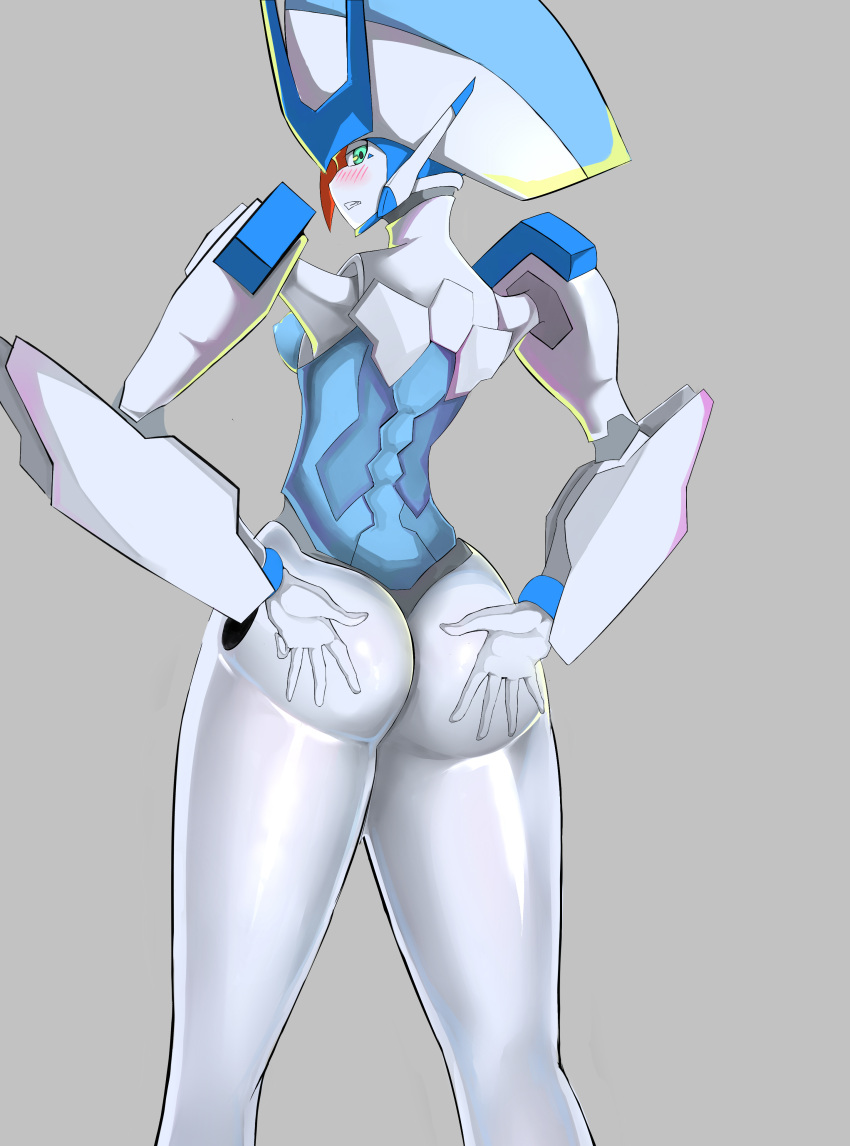 1girls android ass ass_focus back back_view butt curvaceous curves curvy curvy_body curvy_female curvy_figure curvy_hips darling_in_the_franxx delphinium female female_only green_eyes looking_at_viewer looking_back machine robot robot_girl round_ass solo solo_female thick_legs thick_thighs