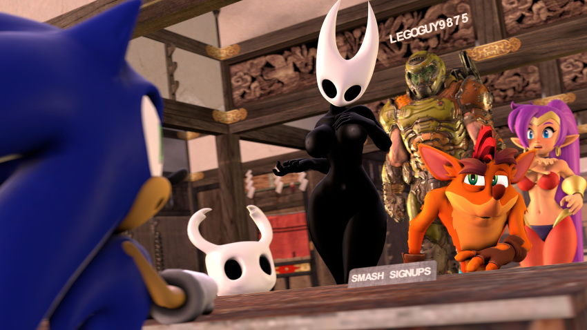 3d 3d_(artwork) anthro arthropod big_breasts black_body black_eyes completely_nude completely_nude_female crash_bandicoot crossover doom doom_slayer_(doom) erect_nipples exhibitionism female female_protagonist hollow_knight hornet_(hollow_knight) human insects legoguy9875 male multiple_boys multiple_girls naked naked_female nipples nude nude_female protagonist_(hollow_knight) shantae shantae_(character) smooth_skin sonic_the_hedgehog vessel_(species) video_games