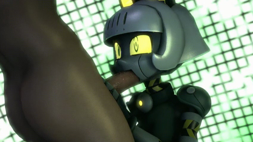 adriandustred all_the_way_to_the_base animated cat_girl catgirl dark-skinned_male deepthroat fellatio human human/robot large_penis looking_at_partner looking_pleasured no_gag_reflex oral oral_sex robo-fortune robot robot_girl skullgirls yellow_eyes