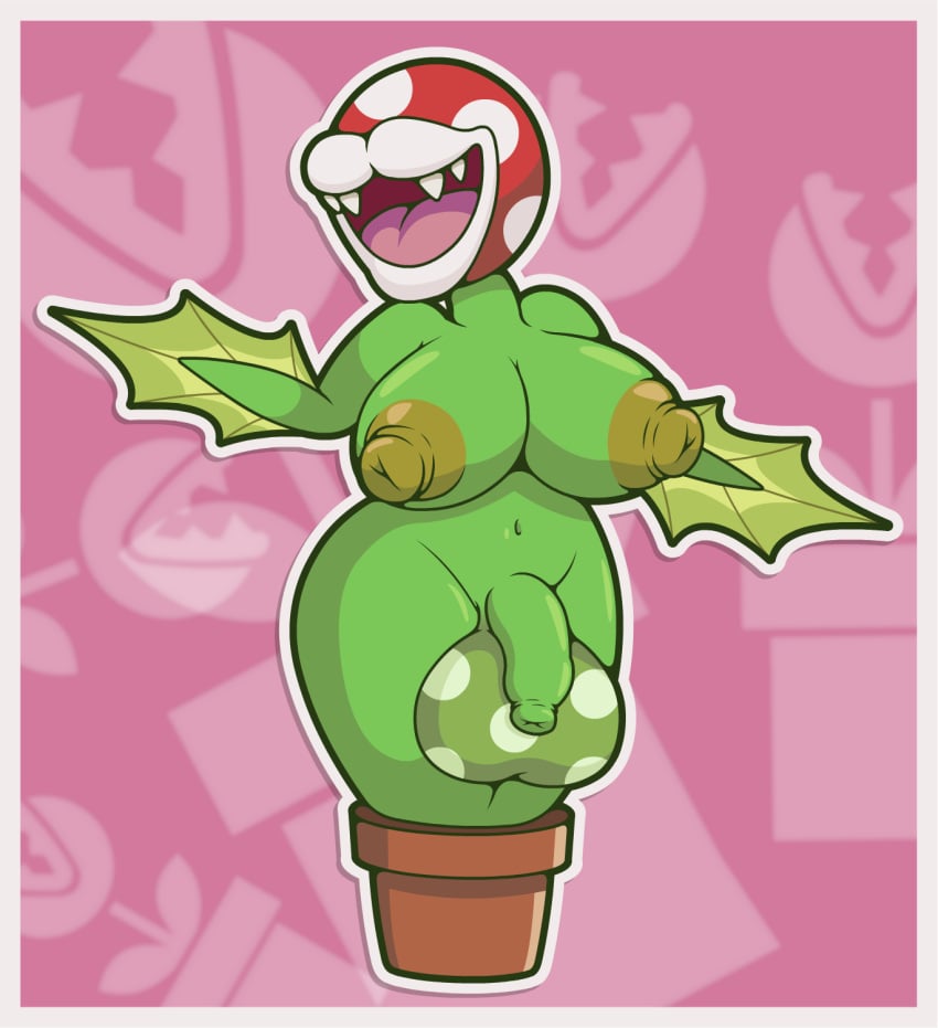 1futa areola balls big_balls big_breasts big_nipples big_penis curvy_hips eyeless fangs flaccid flora_fauna foreskin furry futa_only futanari green_body huge_balls humanoid long_foreskin mario_(series) nintendo open_mouth piranha_plant plant plant_humanoid simple_background solo spots_on_balls spotted_balls thick_lips thick_thighs thisnameistaken uncut unretracted_foreskin wide_hips