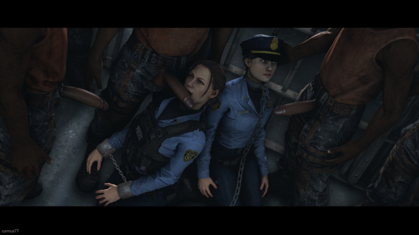 3boys 3d 3d_(artwork) 5boys batman:_arkham_knight batman_(series) bondage bound_wrists chained chains cuffs cunnus77 dark-skinned_male dark_skin dc dc_comics female gotham_police_officer handcuffs imminent_rape interracial male metal_collar multiple_boys multiple_girls penis police police_uniform policewoman restrained_wrists rocksteady_studios sergeant_hanrahan source_filmmaker unseen_male_face unwilling