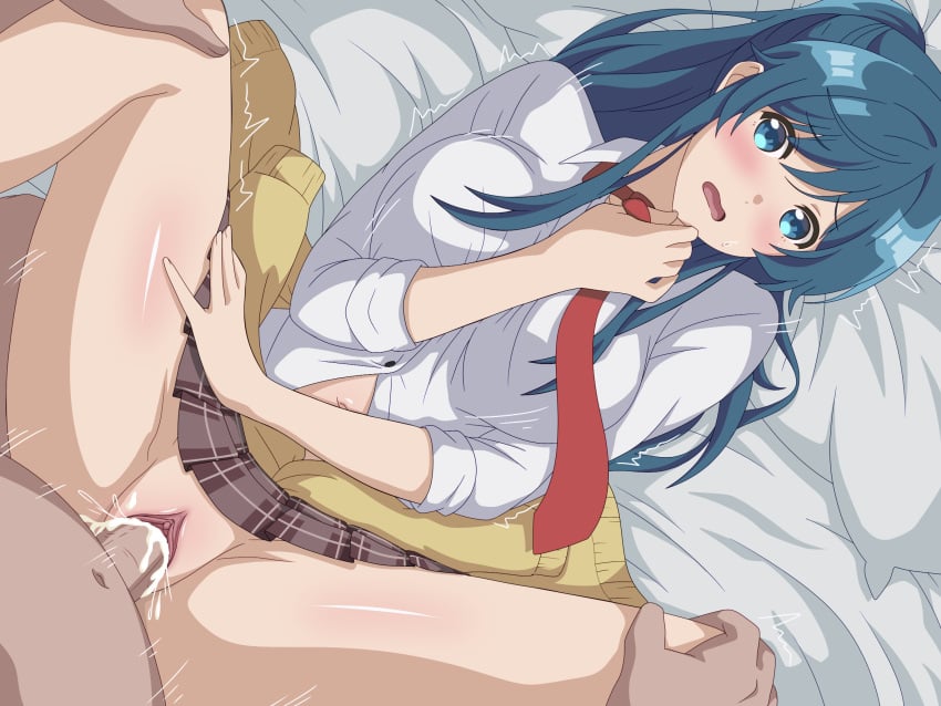 1girls blue_eyes blush breast_hold clothed_female_nude_male clothed_sex clothing cum cum_in_pussy cum_inside ejaculation eufoniuz female jaku-chara_tomozaki-kun long_hair male minami_nanami no_panties nopan open_mouth penetration penis pussy pussy_juice school_uniform seifuku sex skirt skirt_lift spread_legs sweater uncensored vaginal_penetration white_shirt wide_eyed