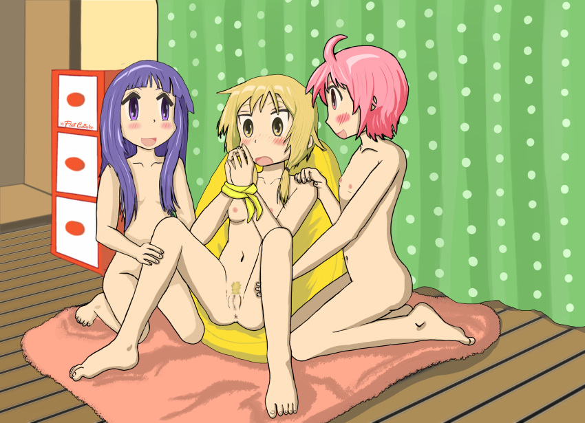 3girls absurdres bondage highres hinata_yukari ichii_yui multiple_girls nonohara_yuzuko nude yuri yuyushiki