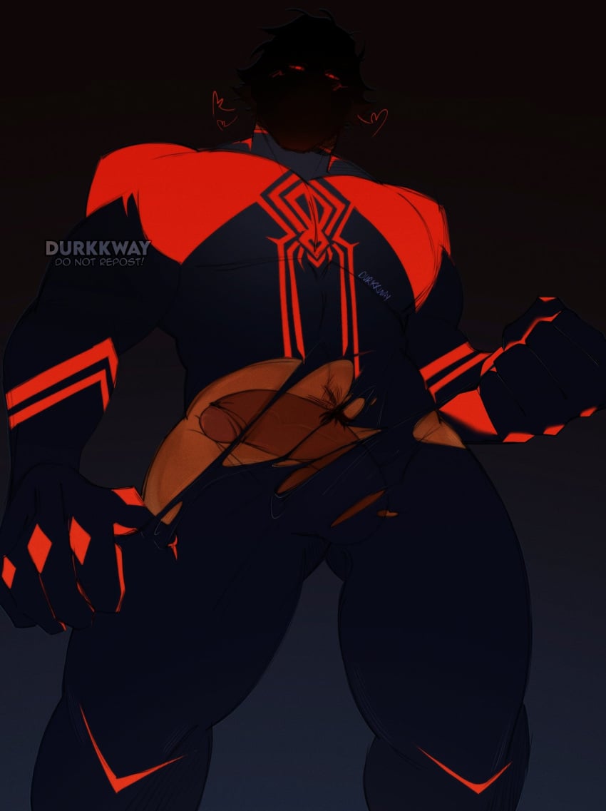 bara big_balls big_penis boner cock dark_background dark_skin dark_skinned_male durkkway erection from_bottom_to_top hidden_face latino male male_only marvel marvel_comics masculine_male mature_male mexican mexican_irish miguel_o'hara muscular muscular_male penis presenting_penis ripped_clothing solo solo_focus solo_male sony_pictures_animation spider-man:_across_the_spider-verse spider-man_(series) spider-man_2099 tan_skin tan_skinned_male thick_penis thick_thighs
