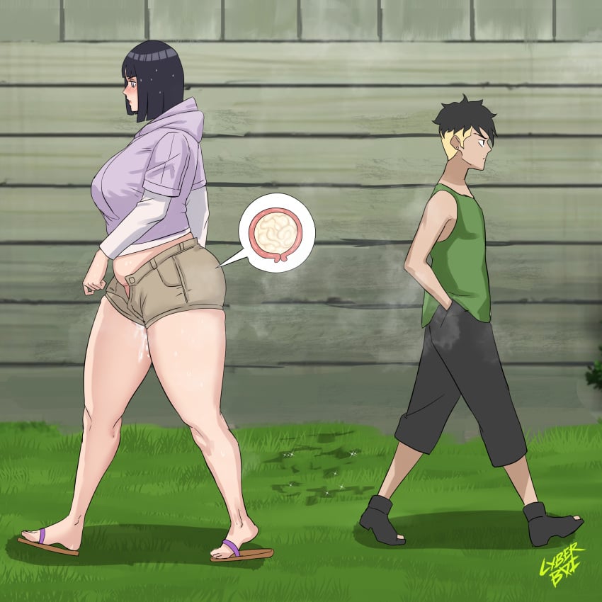 1boy 1girls after_sex after_vaginal age_difference boruto:_naruto_next_generations clothing cum_drip cum_dripping cum_in_pussy cum_in_uterus cyberboi dripping dripping_cum female human hyuuga_hinata kawaki male naruto naruto_(series) older_female sandals shorts sweater tank_top unbuttoned voluptuous walking x-ray younger_male